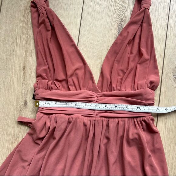 Lulu’s Mesmerized by Love Rusty Rose Mesh Lace-Up Maxi Dress NWT XS - Picture 12 of 16